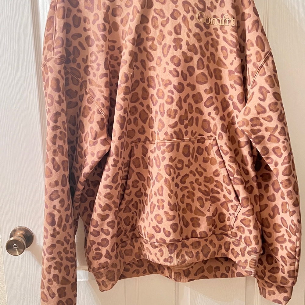 Comfort Colors Leopard Print Hoodie - Pink Brown